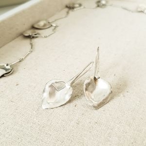 Stella & Dot Esme Leaf Drop Silver Earrings